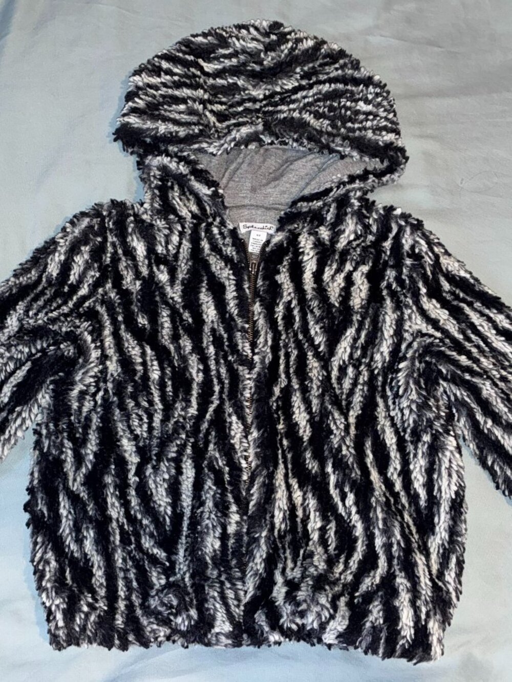 Splendid Zebra Faux Fur Girls Hooded Jacket size 6X